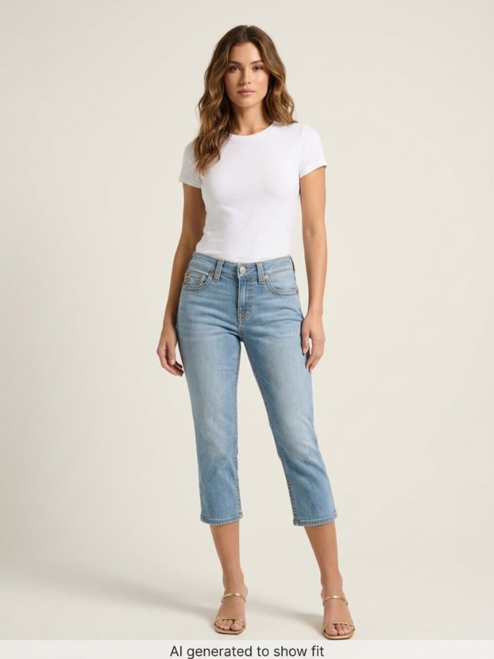 True Religion Jennie Curvy Mid Rise Light Wash Capri Jeans Size 27